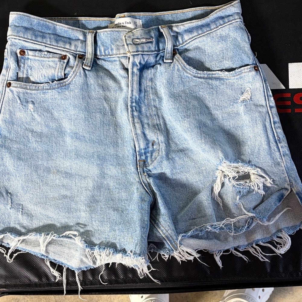 Abercrombie Distressed Light Blue Denim Shorts